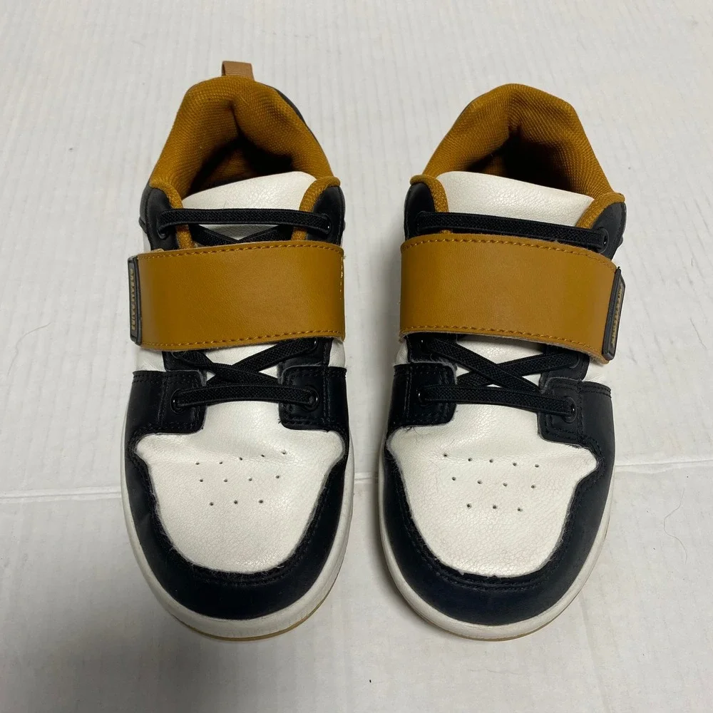 Dream Pairs Kids Sneakers Black White Mustard Yellow Size 1 Hook Loop Streetwear